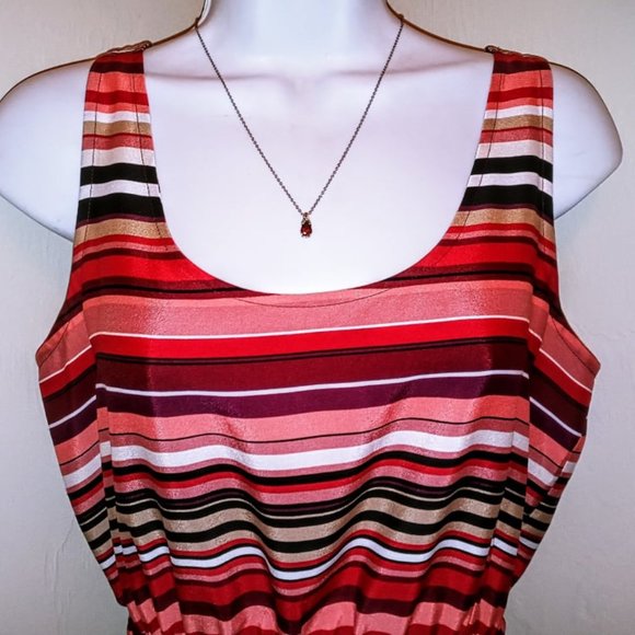 LOFT PINK PEACH & TAN DRESS - Picture 1 of 8